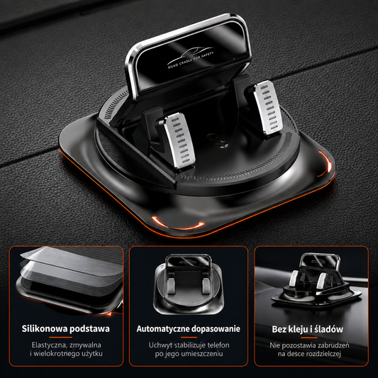 GripDrive™ — stabilny uchwyt na telefon do samochodu z obrotem 360°